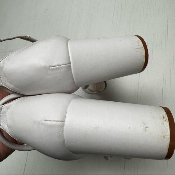 Boohoo White Open Tor Ankle Wrap Heels Size 6/39 - Picture 8 of 10